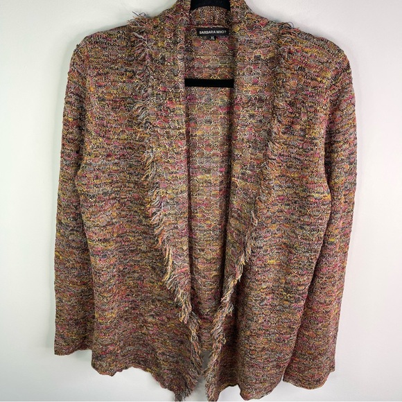 Barbara who? Viscose Knit Jewel Tone Shawl Sweater CardiganWith Fringe Size XL - Picture 11 of 11